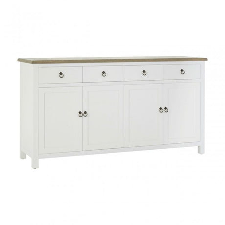 Townhouse 4 Doors / 4 Drawers Sideboard, Oak Wood, Veneer, Birchwood, White