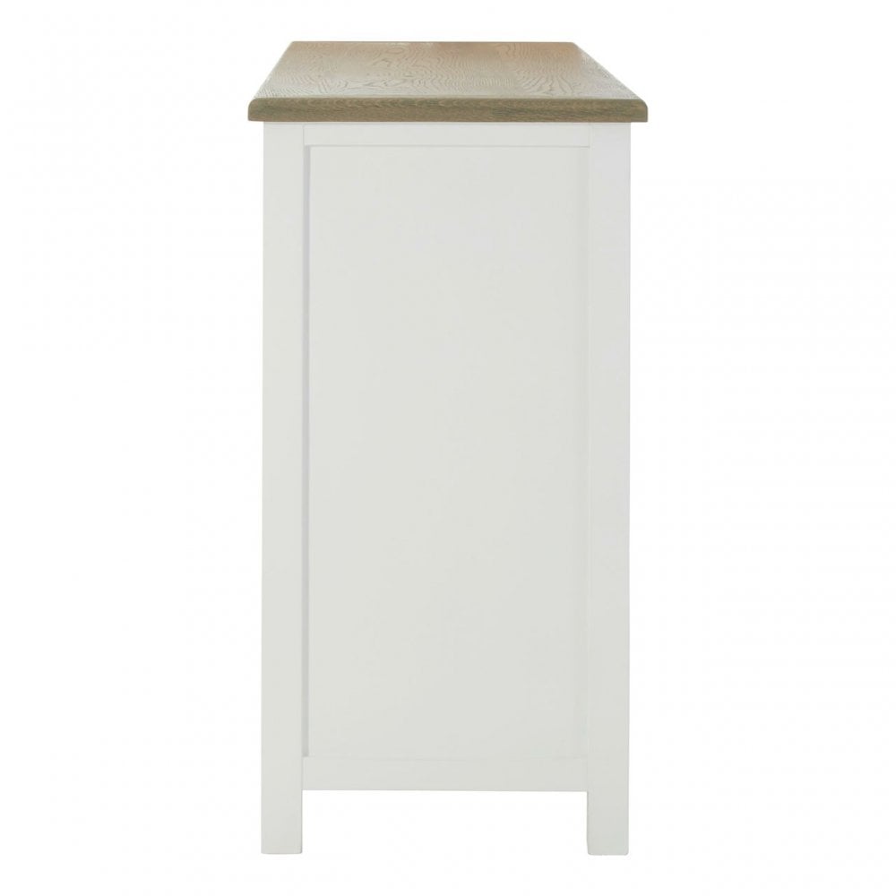 Townhouse 4 Doors / 4 Drawers Sideboard, Oak Wood, Veneer, Birchwood, White