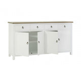 Townhouse 4 Doors / 4 Drawers Sideboard, Oak Wood, Veneer, Birchwood, White