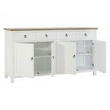 Townhouse 4 Doors / 4 Drawers Sideboard, Oak Wood, Veneer, Birchwood, White