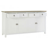 Townhouse 4 Doors / 4 Drawers Sideboard, Oak Wood, Veneer, Birchwood, White