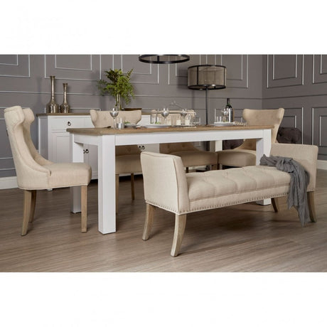 Townhouse 4 Doors / 4 Drawers Sideboard, Oak Wood, Veneer, Birchwood, White