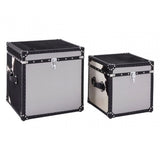 Black / White Genuine Cowhide Storage Trunk Set, Cowhide, Stainless Steel, Black