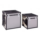 Black / White Genuine Cowhide Storage Trunk Set, Cowhide, Stainless Steel, Black