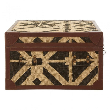 Coffee Table Trunk, Cotton, Galvanised Iron, Jute, Black
