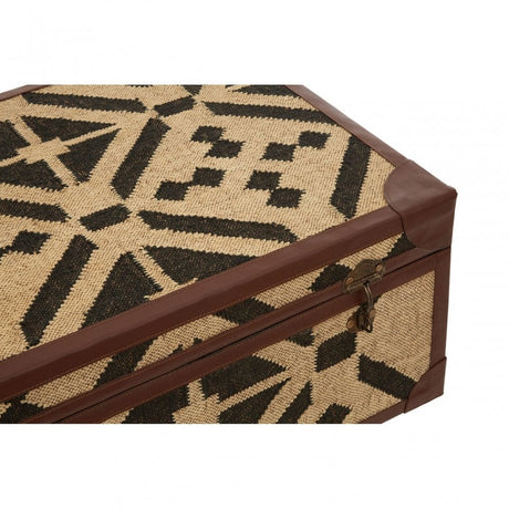 Coffee Table Trunk, Cotton, Galvanised Iron, Jute, Black