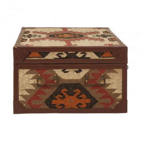 Coffee Table Trunk, Cotton, Galvanised Iron, Jute, Multi-Coloured