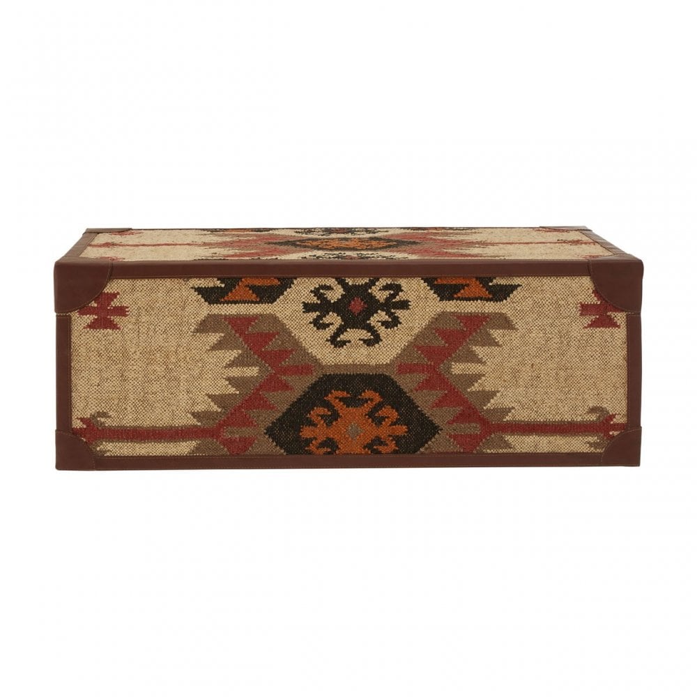 Coffee Table Trunk, Cotton, Galvanised Iron, Jute, Multi-Coloured