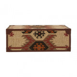 Coffee Table Trunk, Cotton, Galvanised Iron, Jute, Multi-Coloured
