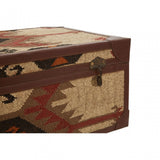 Coffee Table Trunk, Cotton, Galvanised Iron, Jute, Multi-Coloured