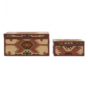 Multi Print Storage Trunks, Cotton, Galvanised Iron, Jute, Multi-Coloured