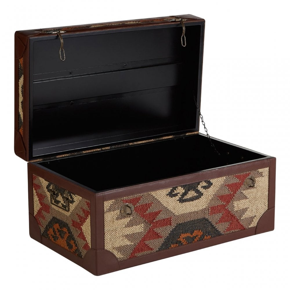Multi Print Storage Trunks, Cotton, Galvanised Iron, Jute, Multi-Coloured