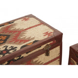 Multi Print Storage Trunks, Cotton, Galvanised Iron, Jute, Multi-Coloured
