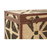 Aztec Set of 2 Storage Trunks, Cotton, Galvanised Iron, Jute, Black