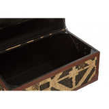 Aztec Set of 2 Storage Trunks, Cotton, Galvanised Iron, Jute, Black