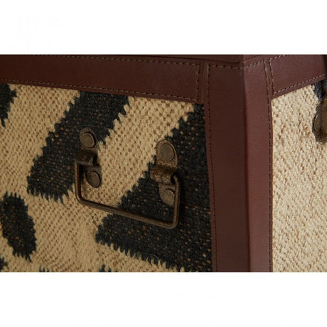 Aztec Set of 2 Storage Trunks, Cotton, Galvanised Iron, Jute, Black