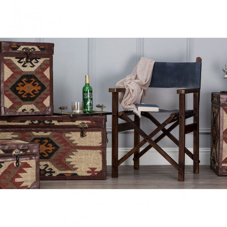 Multi Print Side Table Trunks, Cotton, Galvanised Iron, Jute, Multi-Coloured