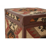 Multi Print Side Table Trunks, Cotton, Galvanised Iron, Jute, Multi-Coloured