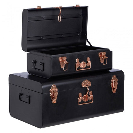 Storage Trunks, Galvanised Iron, Black