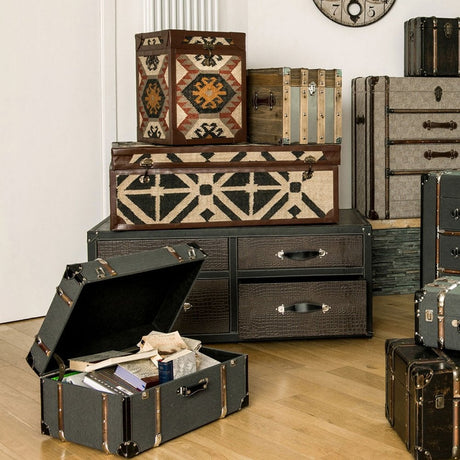 New Croc Storage Trunk, Leather Effect, Brown