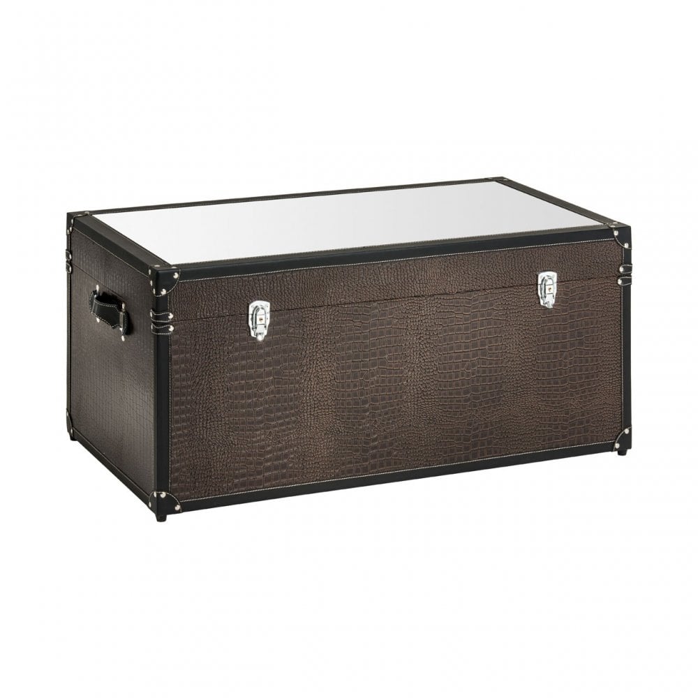 New Croc Storage Trunk, Leather Effect, Brown