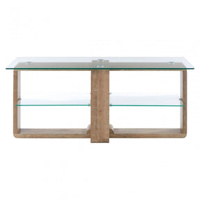 Barton Media Unit, Wood, Tempered Glass, Natural