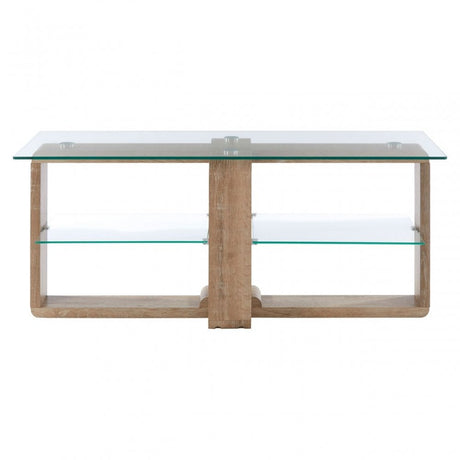 Barton Media Unit, Wood, Tempered Glass, Natural