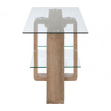 Barton Media Unit, Wood, Tempered Glass, Natural