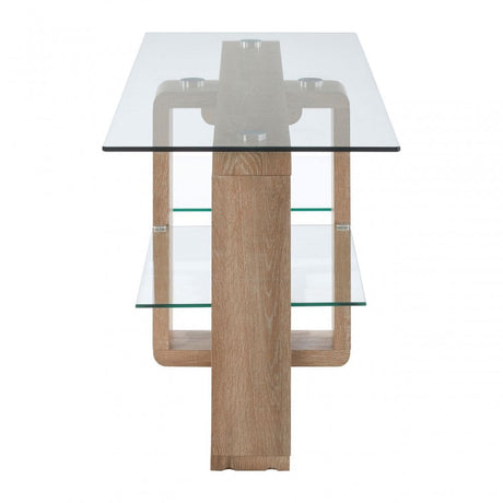 Barton Media Unit, Wood, Tempered Glass, Natural