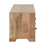 Marwar Mango Wood Media Unit, Leather, Mango Wood, Multi-Coloured