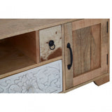 Marwar Mango Wood Media Unit, Leather, Mango Wood, Multi-Coloured