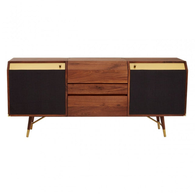 Kenso Sideboard, Brass, Walnut Wood, Natural