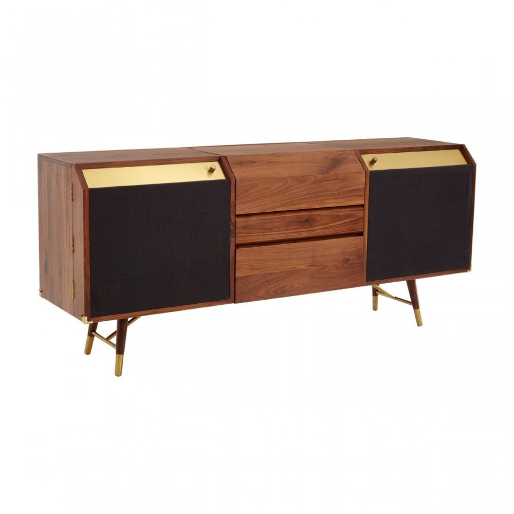 Kenso Sideboard, Brass, Walnut Wood, Natural