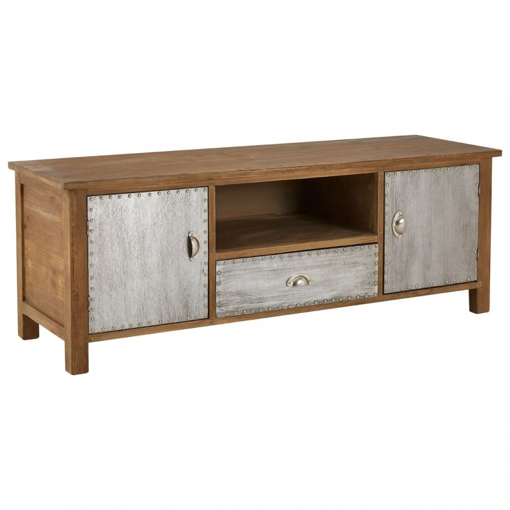 Shoreditch Media Unit, Aluminium, Fir Wood, Brown