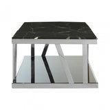 Pantino Marble Top Coffee Table, Marble, Stainless Steel, Black