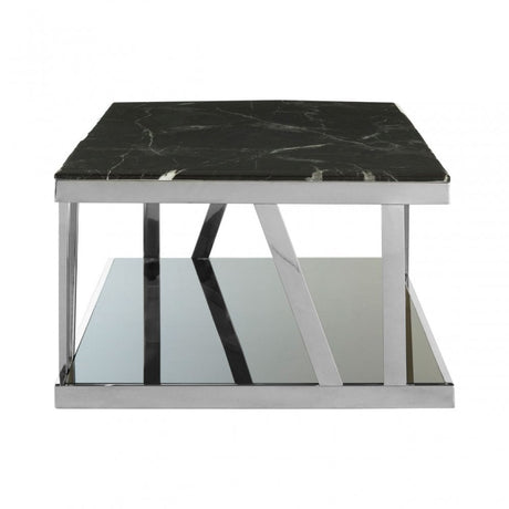 Pantino Marble Top Coffee Table, Marble, Stainless Steel, Black