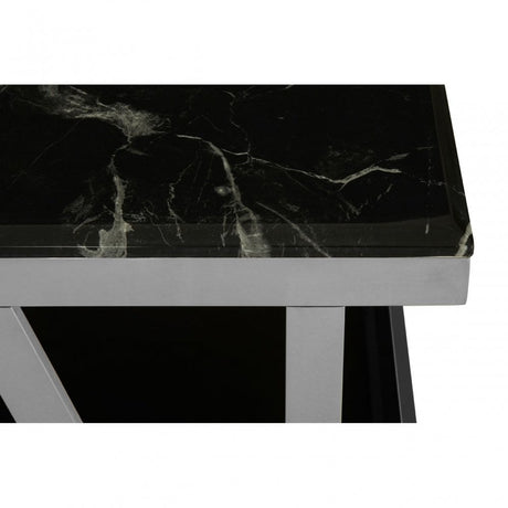 Pantino Marble Top Coffee Table, Marble, Stainless Steel, Black