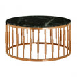 Camperian Round Marble Top Coffee Table, Marble, Stainless Steel, Black