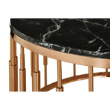 Camperian Round Marble Top Coffee Table, Marble, Stainless Steel, Black