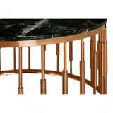 Camperian Round Marble Top Coffee Table, Marble, Stainless Steel, Black