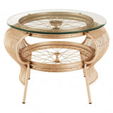 Oscar Champagne Gold Finish Table, Bamboo, Glass, Iron, Champagne