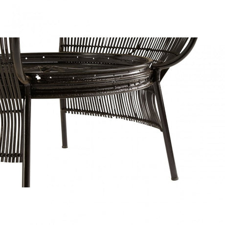Oscar Black Finish Table, Bamboo, Glass, Iron, Black
