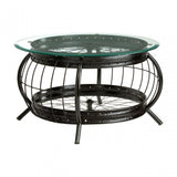 Oscar Black Finish Coffee Table, Glass, Iron, Black