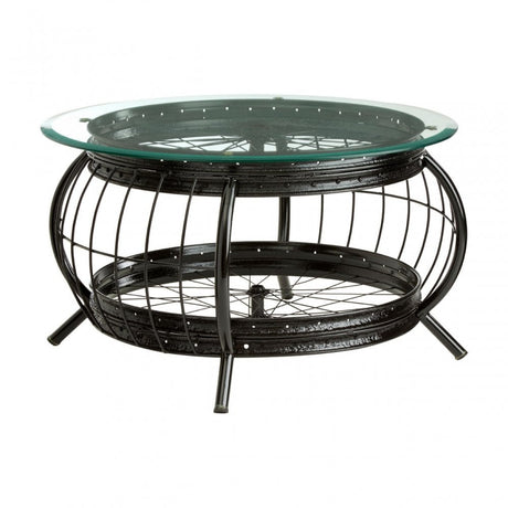 Oscar Black Finish Coffee Table, Glass, Iron, Black