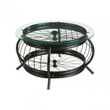 Oscar Black Finish Coffee Table, Glass, Iron, Black