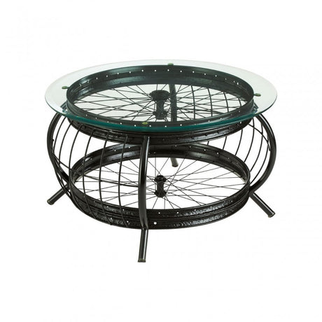 Oscar Black Finish Coffee Table, Glass, Iron, Black