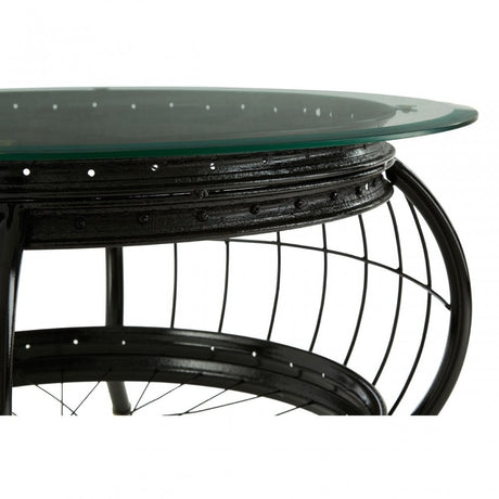Oscar Black Finish Coffee Table, Glass, Iron, Black