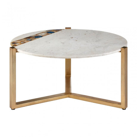 Vizzini Coffee Table, Agate, Iron, Marble, Brass