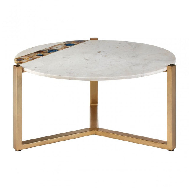 Vizzini Coffee Table, Agate, Iron, Marble, Brass