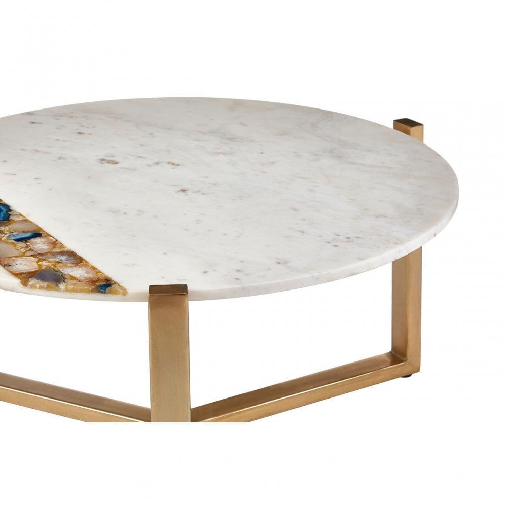 Vizzini Coffee Table, Agate, Iron, Marble, Brass